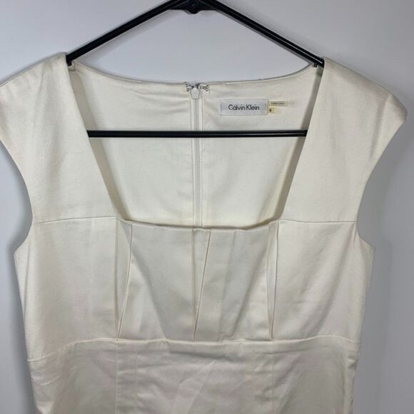 Calvin Klein Capped Sleeve White Midi Dress - Picture 2 of 7